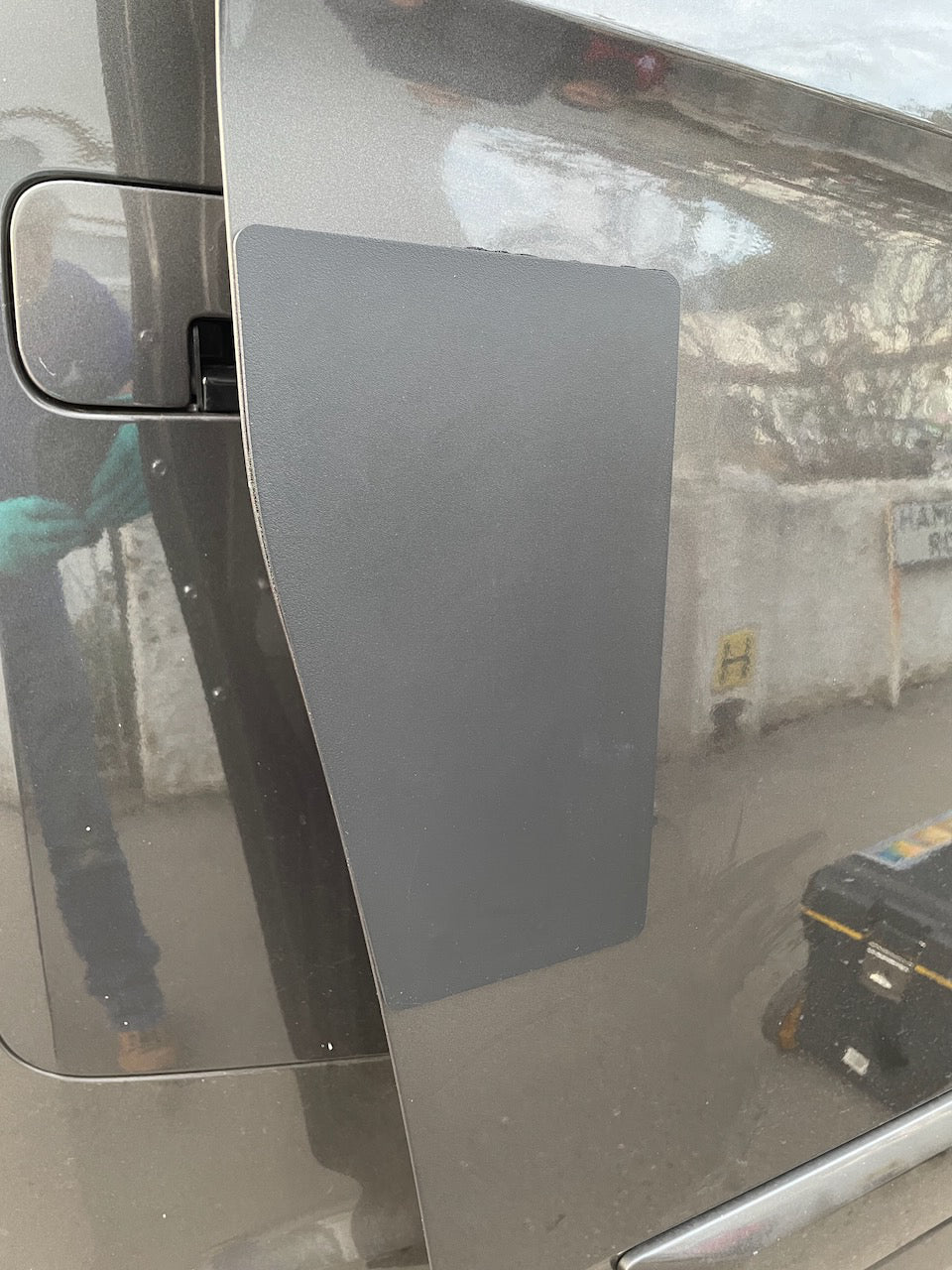Transit Custom 2018 drivers sliding door black latch shield fitted by Vanlocker