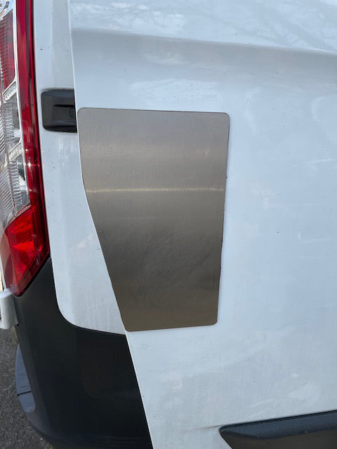 Transit Custom drivers sliding door stainless latch shield fitted by Vanlocker
